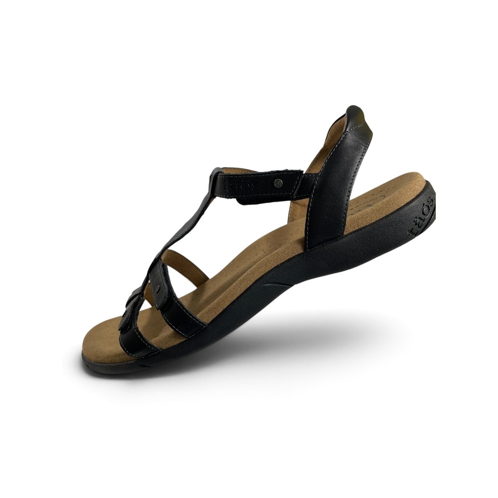 Taos Trophy 2 Black Leather Comfort Sandals Womens 9 NWOB Strappy Walking - Picture 8 of 16